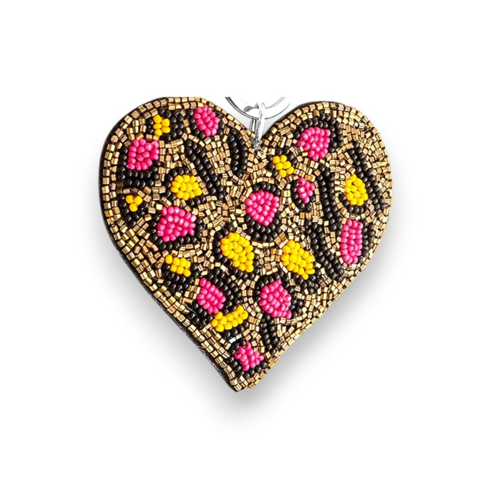 Myra "Love Prairie" Glass Bead Bag Charm Key Fob - Picture 3 of 6